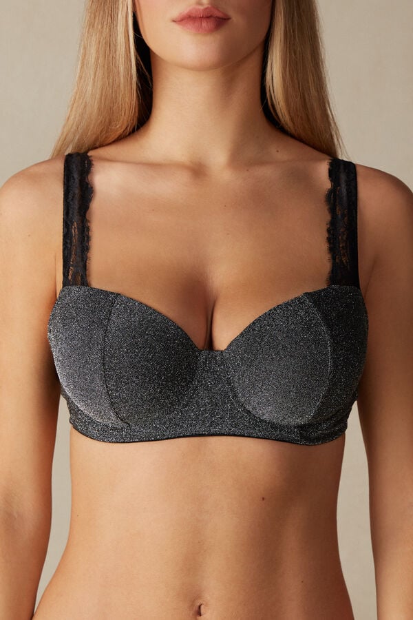 Intimssimi Shimmer All Night Love Sofia Balconette Bra Grey | ZUSMJ51218