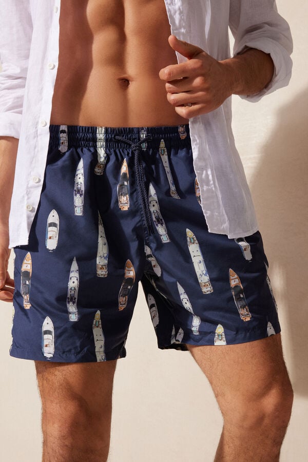 Intimssimi Ship Print Swim Trunks Blue | LUSSX44557