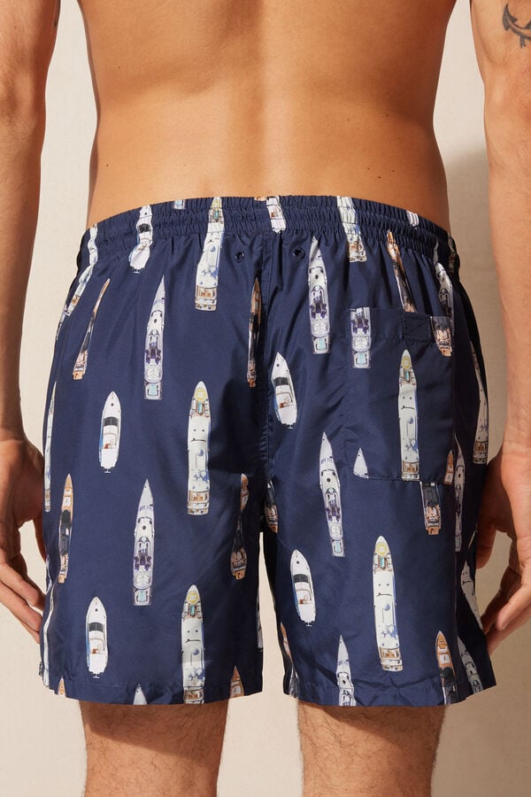 Intimssimi Ship Print Swim Trunks Blue | LUSSX44557