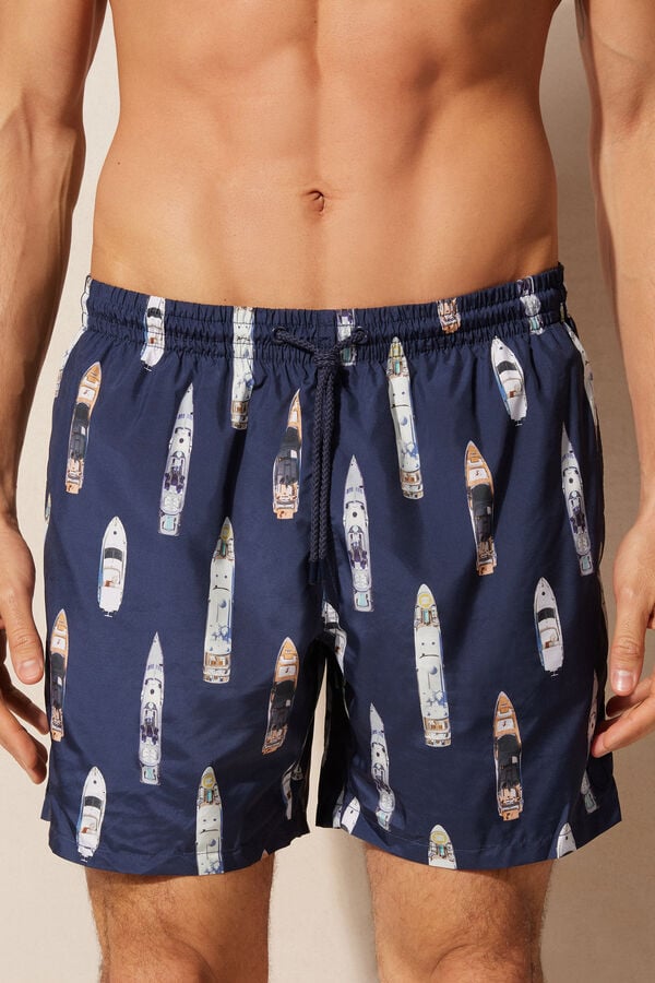 Intimssimi Ship Print Swim Trunks Blue | LUSSX44557