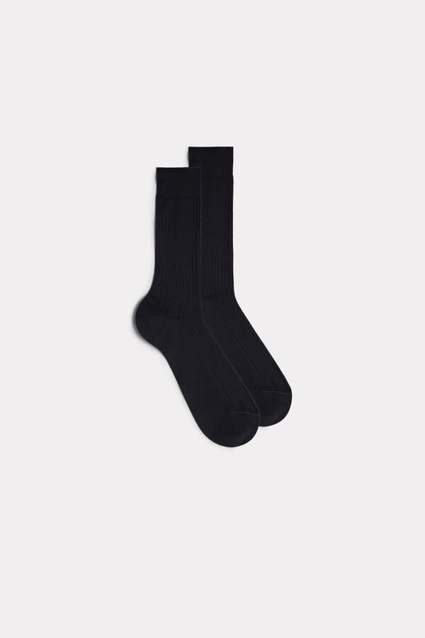 Intimssimi Short Ribbed Egyptian Cotton Socks Grey | GUSEC49831