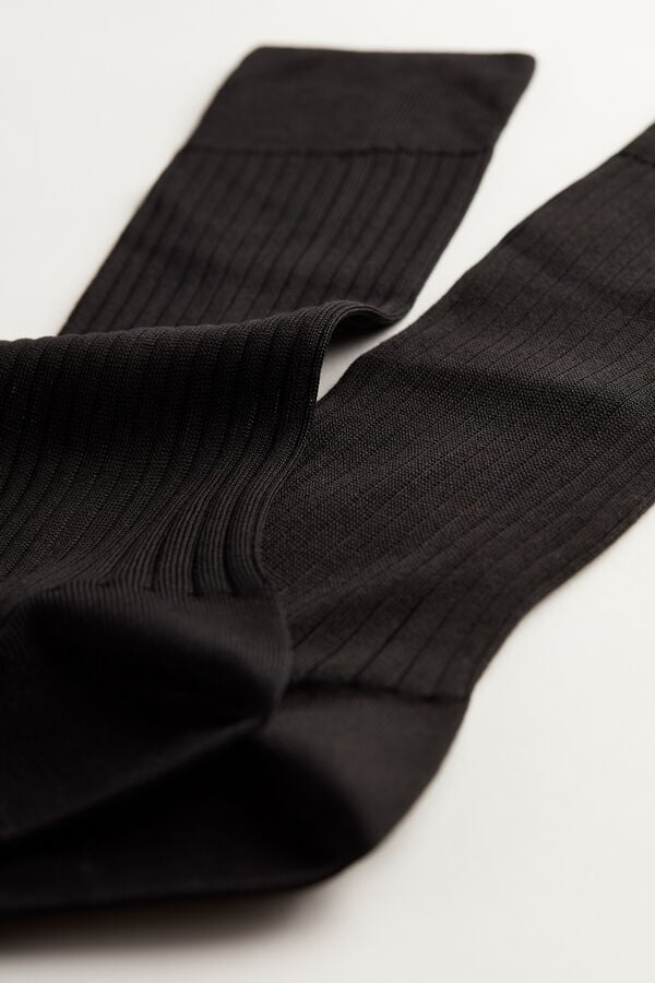 Intimssimi Short Ribbed Egyptian Cotton Socks Black | USCIF74728