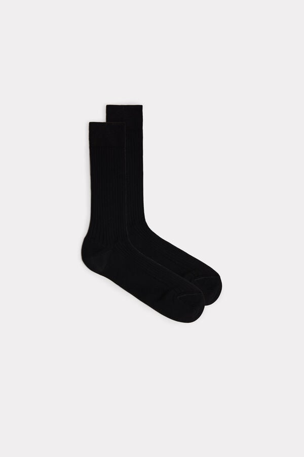 Intimssimi Short Ribbed Egyptian Cotton Socks Black | USCIF74728