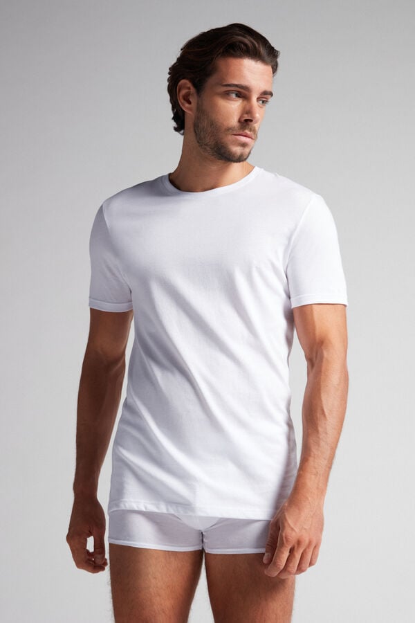 Intimssimi Short Sleeve Crew Neck T Shirt in Supima® Cotton White | DUSKV54298