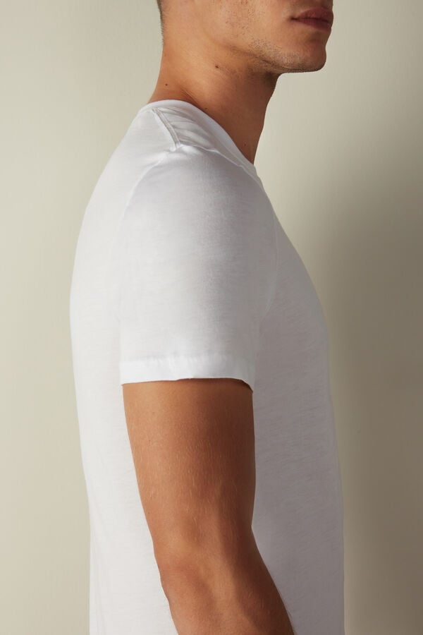 Intimssimi Short Sleeve Crew Neck T Shirt in Supima® Cotton White | DUSKV54298