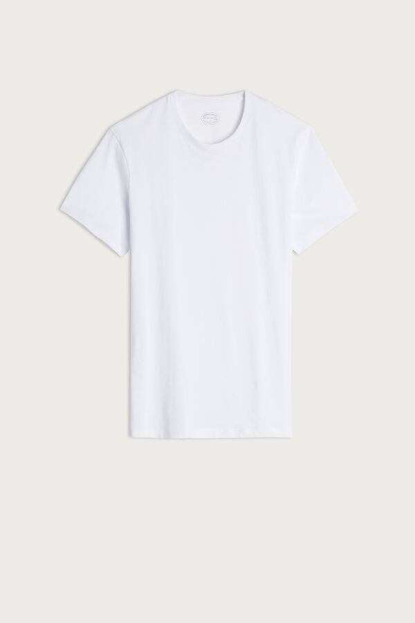 Intimssimi Short Sleeve Crew Neck T Shirt in Supima® Cotton White | DUSKV54298