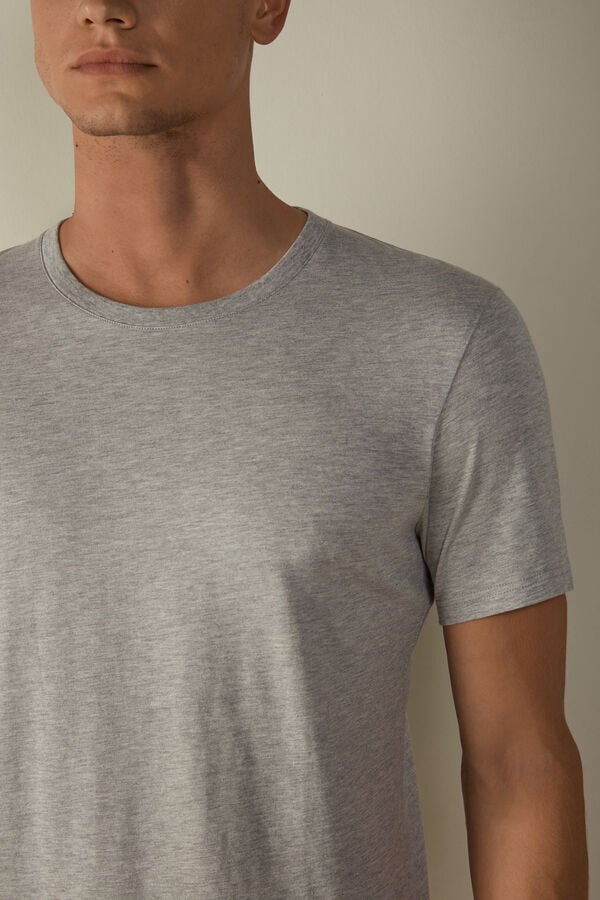 Intimssimi Short Sleeve Crew Neck T Shirt in Supima® Cotton Grey | FUSUI10150