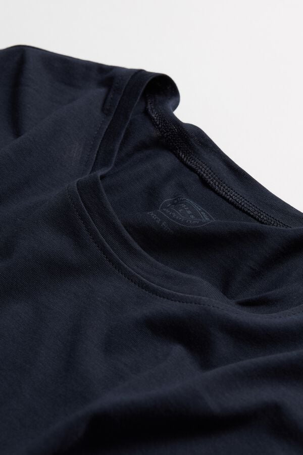 Intimssimi Short-Sleeve Crew-Neck T-Shirt in Extra-Fine Supima® Cotton Blue | FUSUI25320