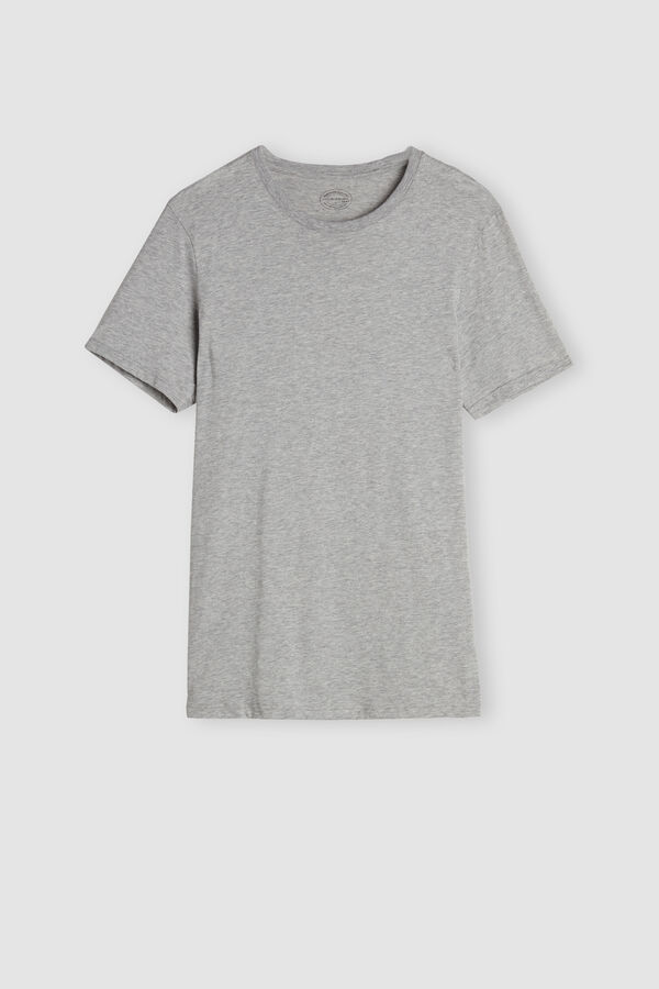 Intimssimi Short Sleeve Crew Neck T Shirt in Supima® Cotton Grey | TUSWZ75649