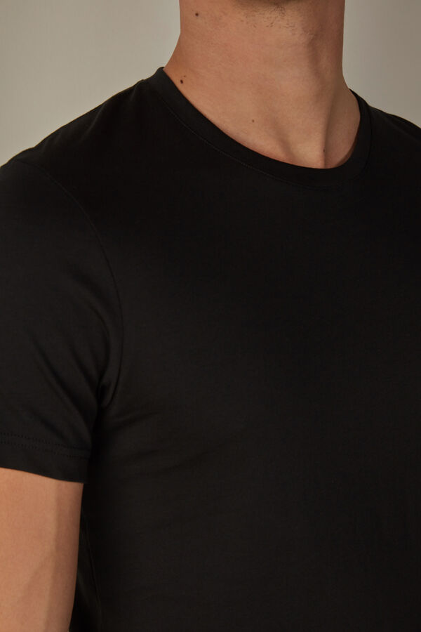 Intimssimi Short Sleeve Crew Neck T Shirt in Supima® Cotton Black | USJKU68355