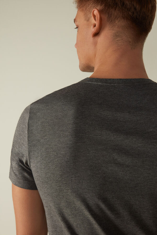 Intimssimi Short Sleeve Crew Neck T Shirt in Supima® Cotton Dark Grey | USQCS16114