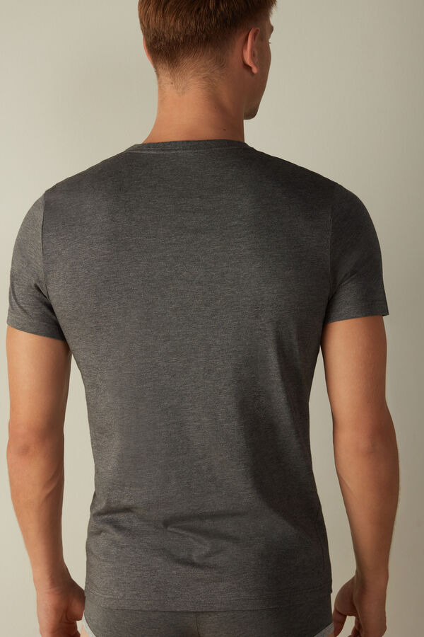 Intimssimi Short Sleeve Crew Neck T Shirt in Supima® Cotton Dark Grey | USQCS16114