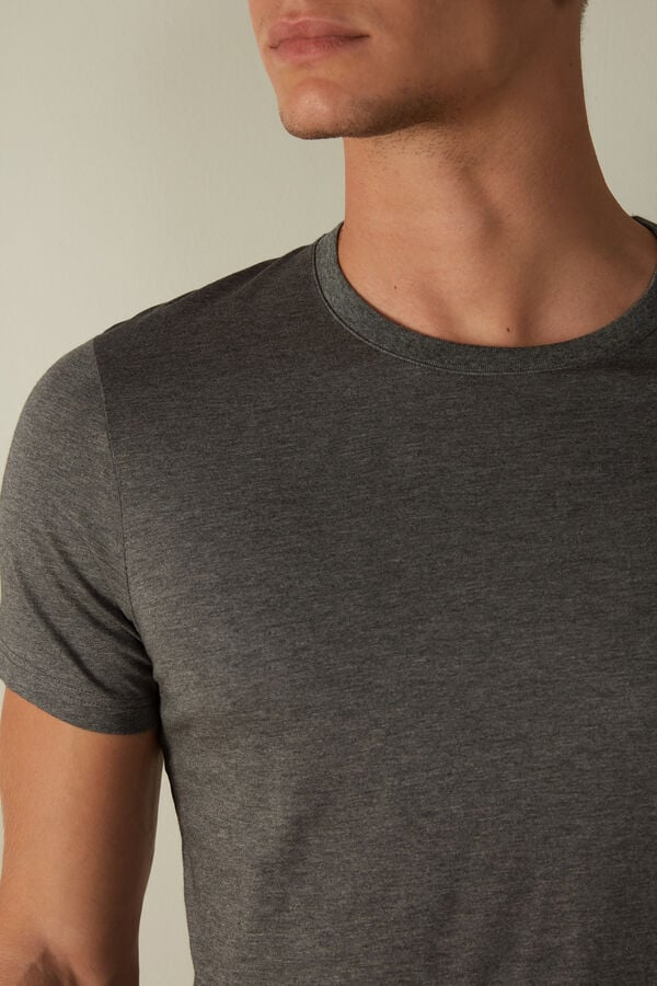 Intimssimi Short Sleeve Crew Neck T Shirt in Supima® Cotton Dark Grey | USXMI59198