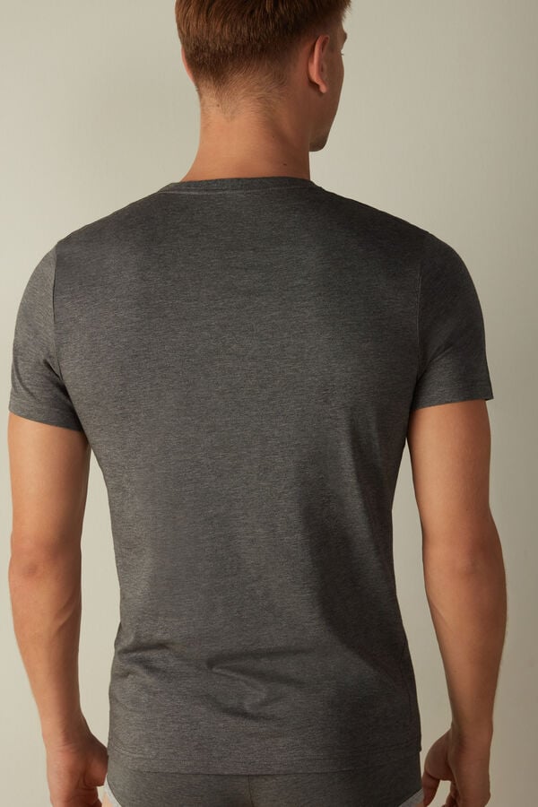 Intimssimi Short Sleeve Crew Neck T Shirt in Supima® Cotton Dark Grey | USXMI59198