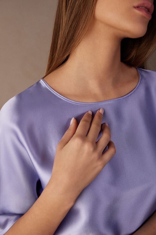 Intimssimi Short Sleeve Silk and Modal Top Violet | SUSVO74900