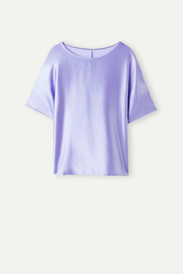 Intimssimi Short Sleeve Silk and Modal Top Violet | SUSVO74900