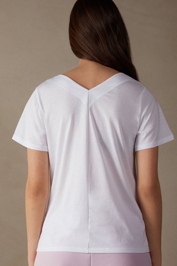 Intimssimi Short Sleeve V-neck Top in Supima® Ultrafresh Cotton White | QUSWA20353