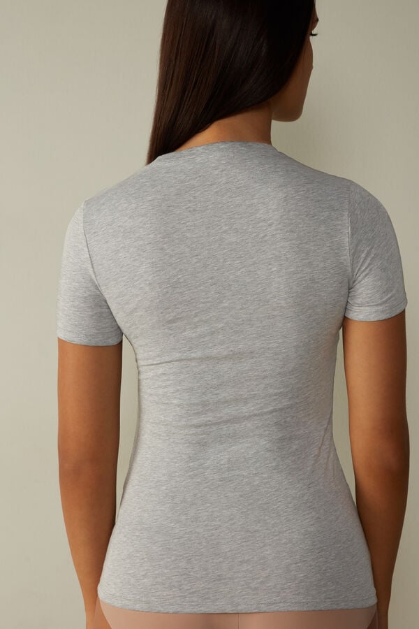 Intimssimi Short-Sleeved Stretch Supima® Cotton Top Grey | USQCS27564