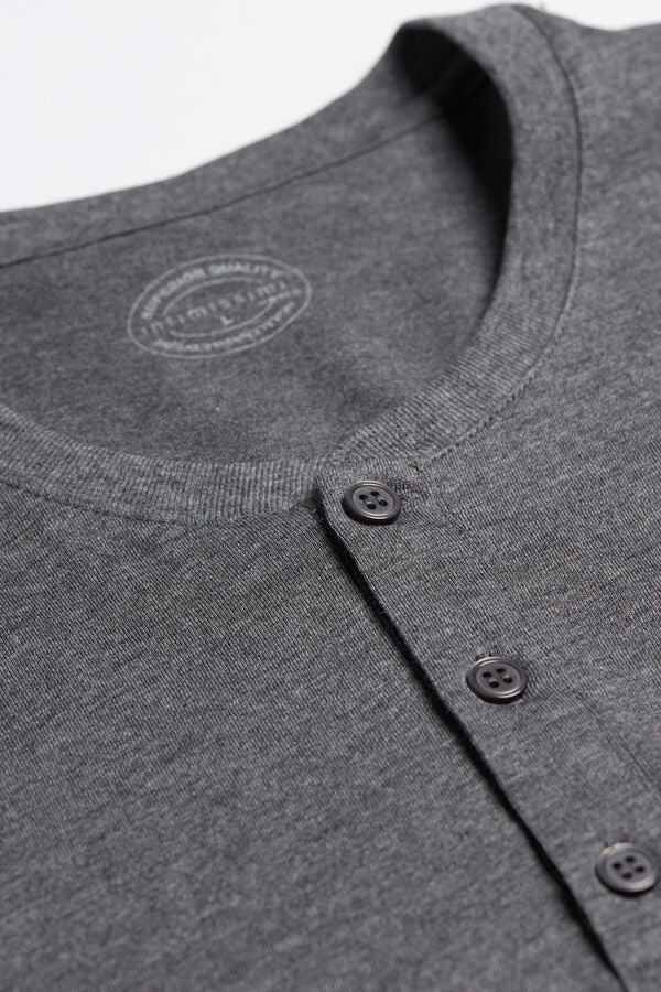 Intimssimi Short-Sleeved Supima® Cotton Shirt Dark Grey | DUSVO52030