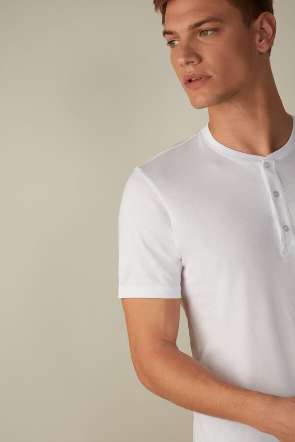 Intimssimi Short-Sleeved Supima® Cotton Shirt White | EUSVG90156