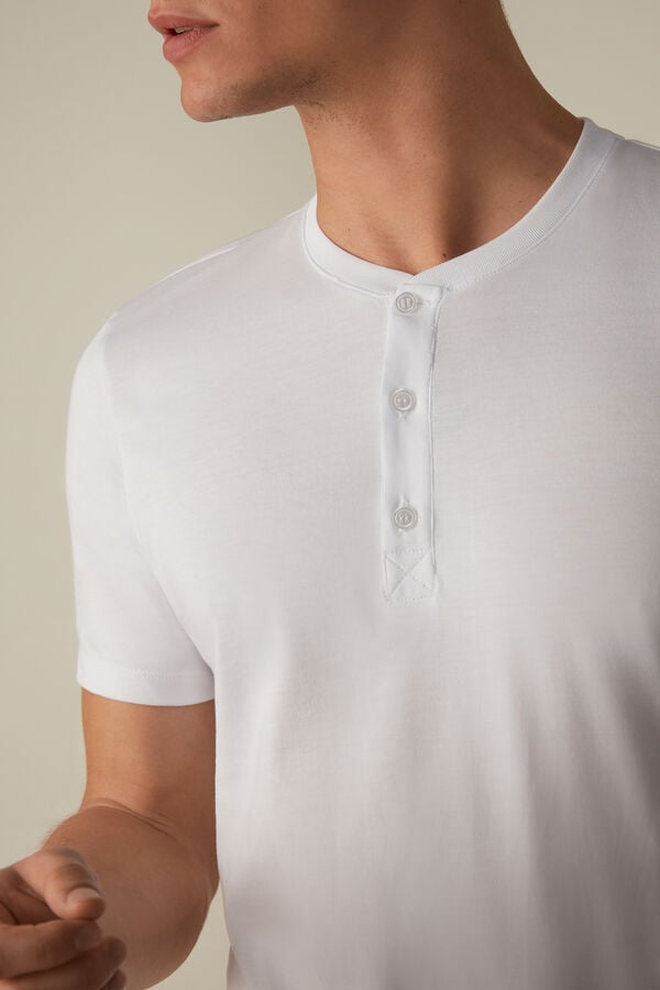 Intimssimi Short-Sleeved Supima® Cotton Shirt White | EUSVG90156