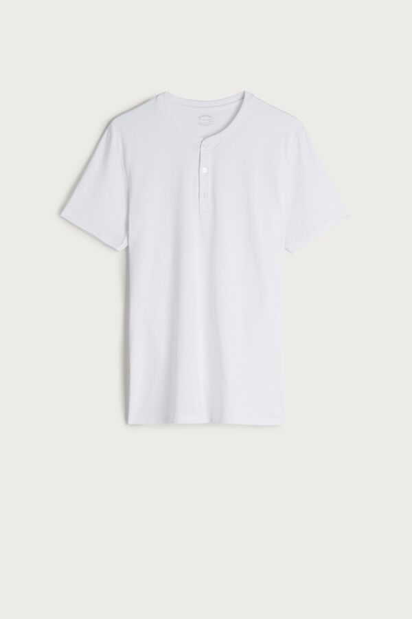 Intimssimi Short-Sleeved Supima® Cotton Shirt White | EUSVG90156