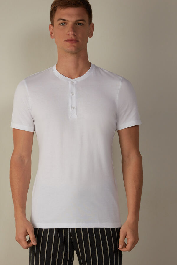 Intimssimi Short-Sleeved Supima® Cotton Shirt White | EUSVG90156