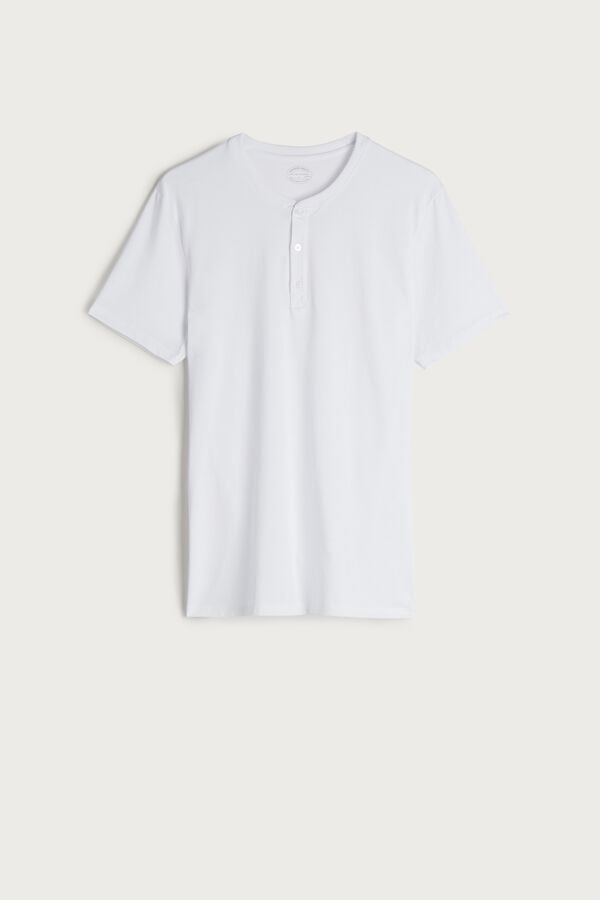 Intimssimi Short-Sleeved Supima® Cotton Shirt White | GUSUC60557