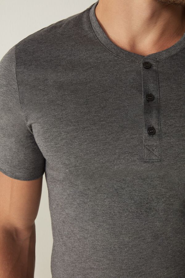 Intimssimi Short-Sleeved Supima® Cotton Shirt Dark Grey | TUSPQ48050