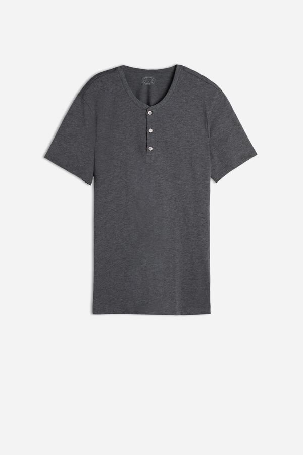 Intimssimi Short-Sleeved Supima® Cotton Shirt Dark Grey | TUSPQ48050