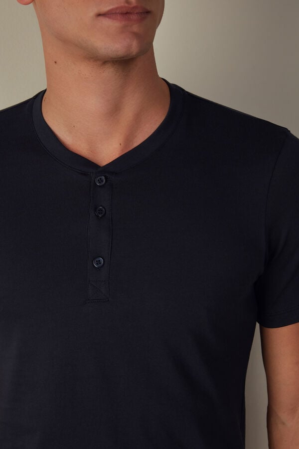 Intimssimi Short-Sleeved Supima® Cotton Shirt Black | TUSPQ66108