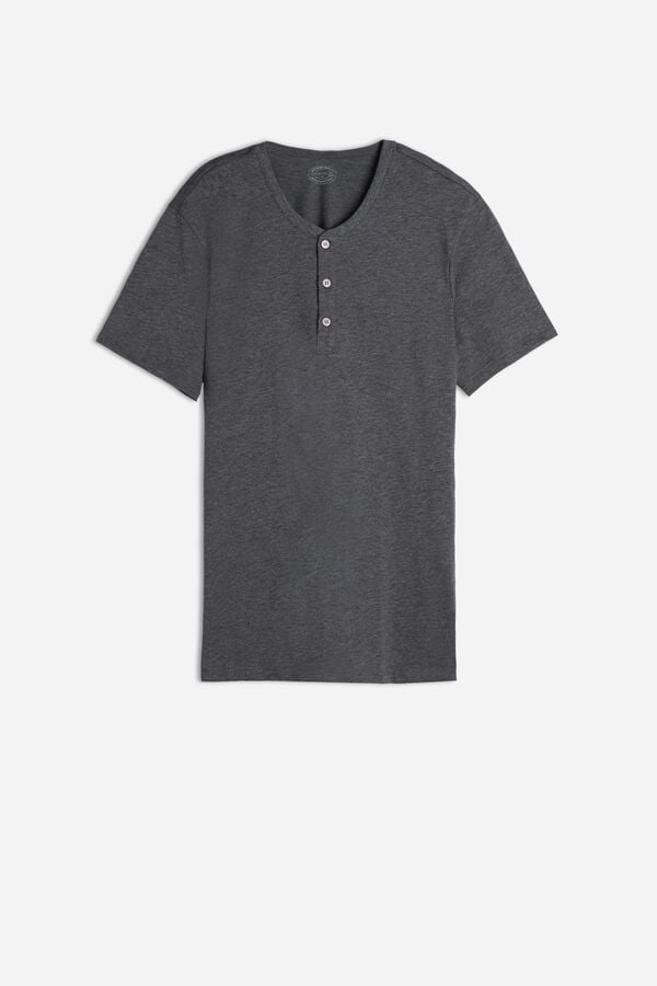 Intimssimi Short-Sleeved Supima® Cotton Shirt Dark Grey | USICD82302