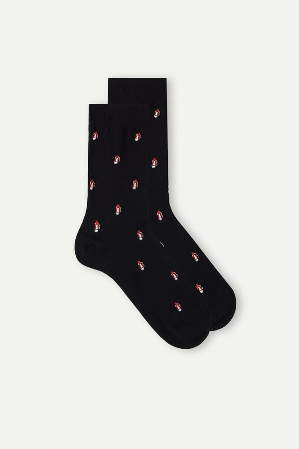 Intimssimi Short Socks in Patterned Cotton Black | BUSSD51045