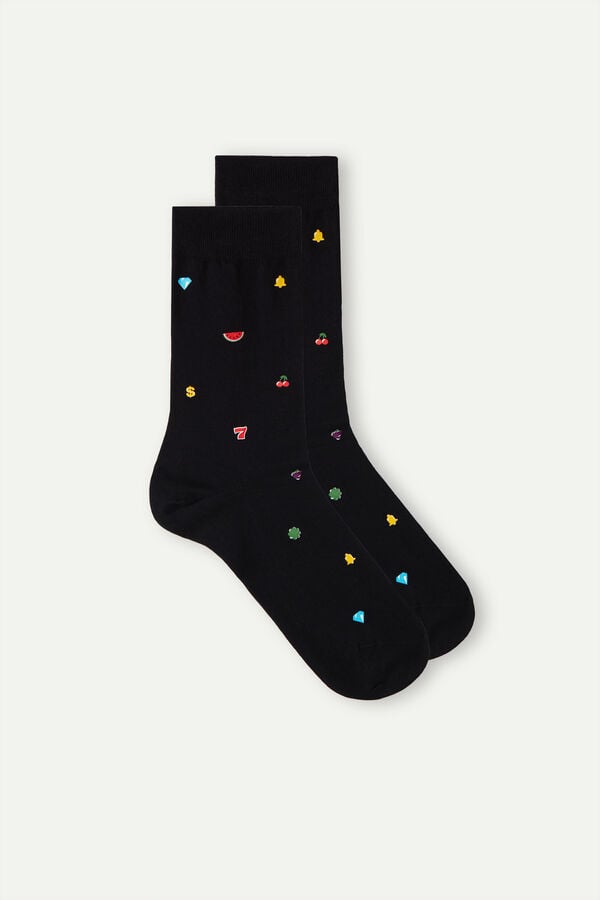 Intimssimi Short Socks in Patterned Cotton Black | QUSUV17178