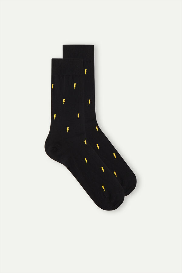 Intimssimi Short Socks in Patterned Cotton Black | USCVG12723