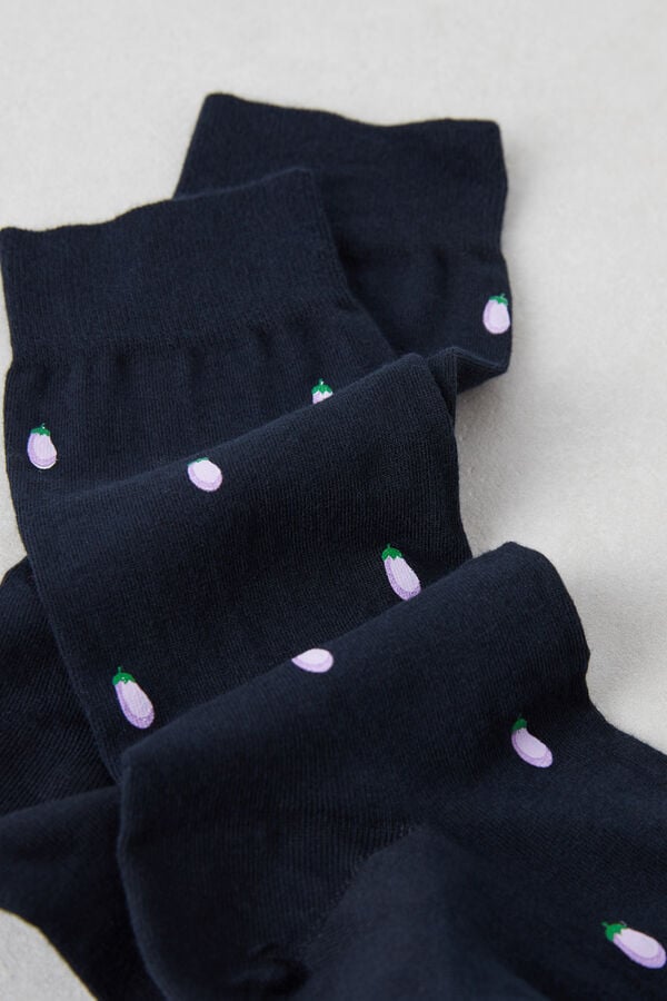 Intimssimi Short Socks in Patterned Cotton Blue | XUSBH28974