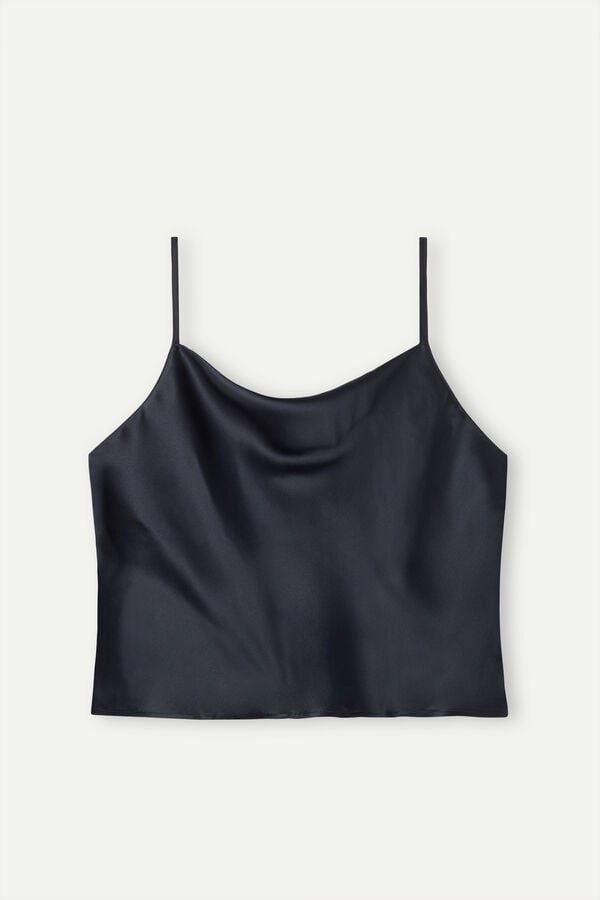 Intimssimi Silk Crop Camisole Black | USJBT63210