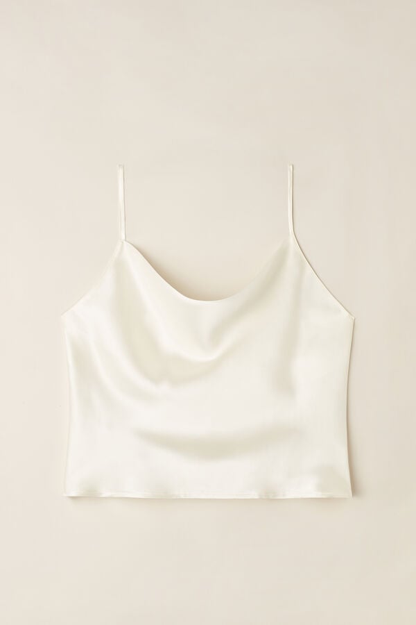 Intimssimi Silk Crop Camisole White | TUSWZ64818