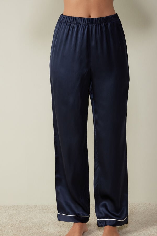 Intimssimi Silk Satin Pajama Pants Blue | UUSTG27231