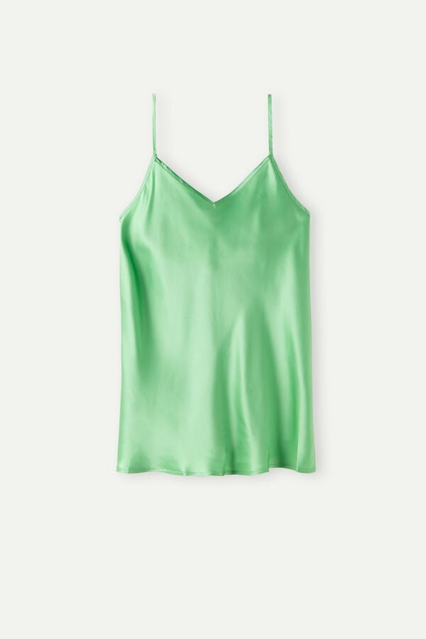 Intimssimi Silk Satin Top with V-neckline Green | PUSQX66152