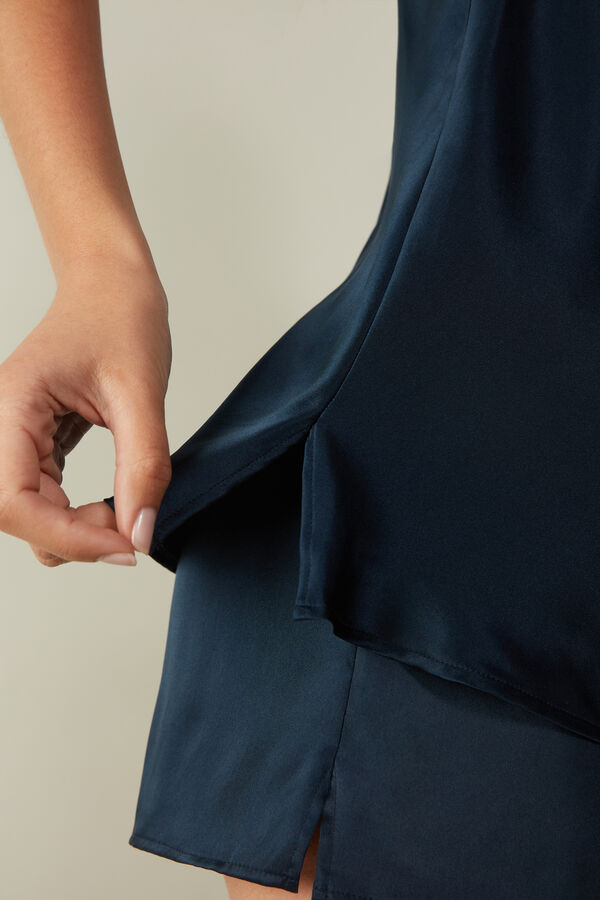 Intimssimi Silk Satin Top with V-neckline Blue | TUSPQ34355