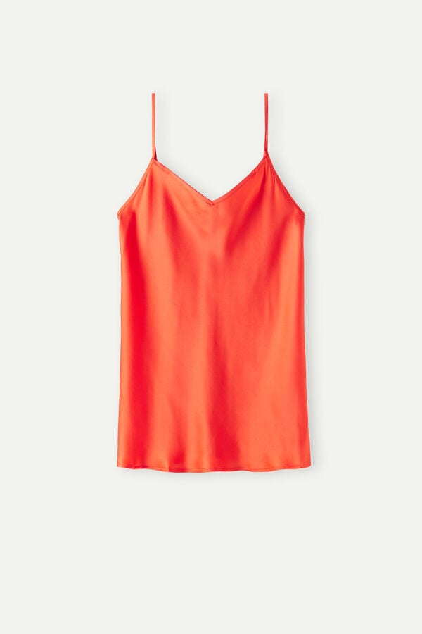 Intimssimi Silk Satin Top with V-neckline Orange | USJBT10522