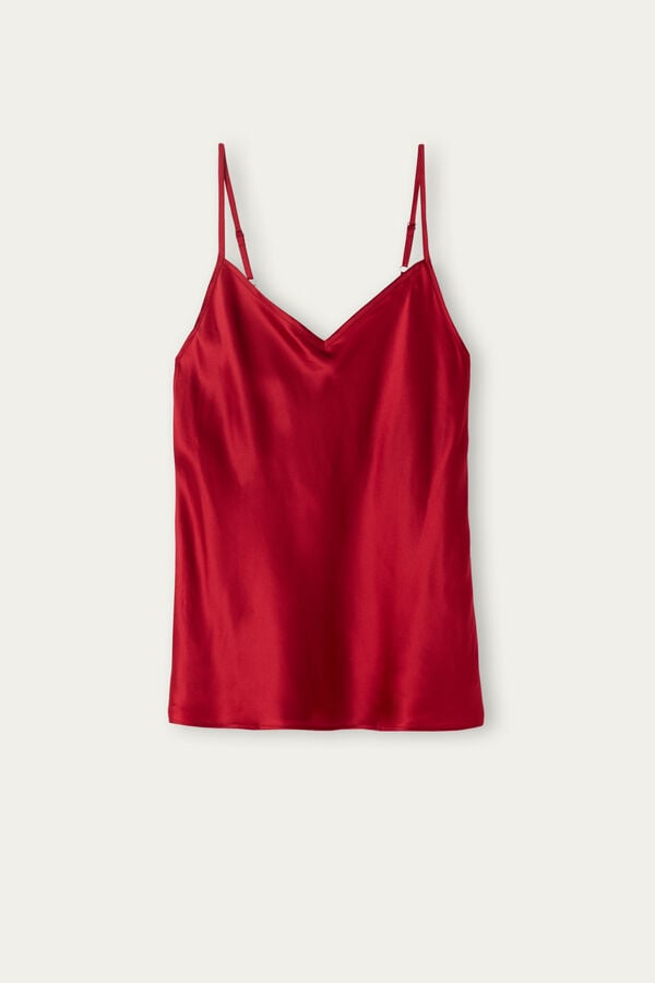 Intimssimi Silk Satin Top with V-neckline Red | XUSBH51999