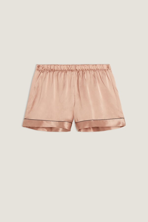 Intimssimi Silk Shorts with Contrast Trim Natural | SUSNY86484