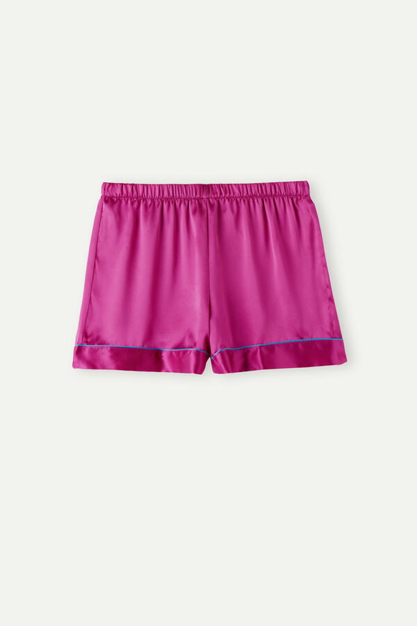 Intimssimi Silk Shorts with Contrast Trim Pink | TUSPQ65933