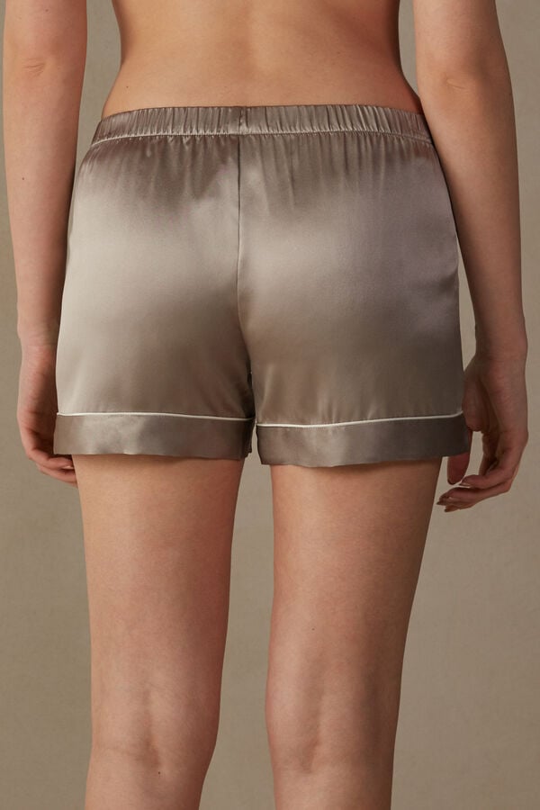 Intimssimi Silk Shorts with Contrast Trim Natural | USQAV83153