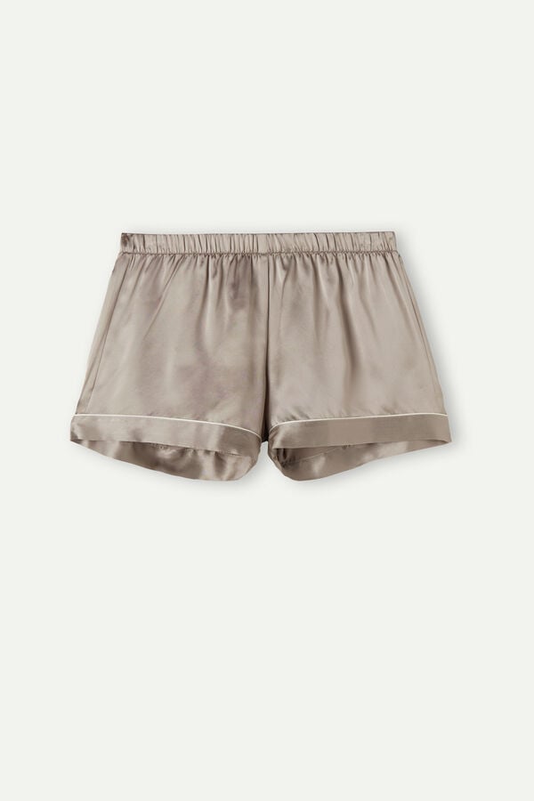 Intimssimi Silk Shorts with Contrast Trim Natural | USQAV83153