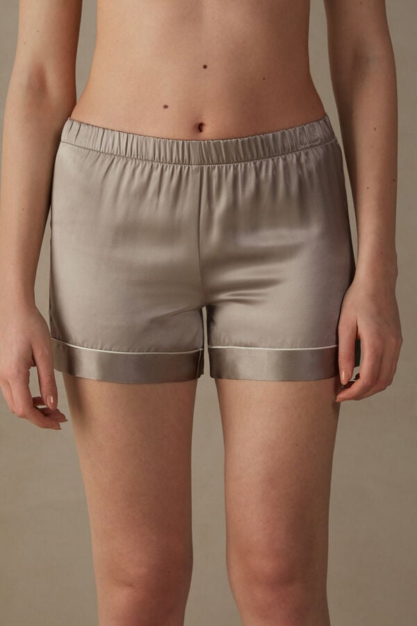 Intimssimi Silk Shorts with Contrast Trim Natural | USQAV83153