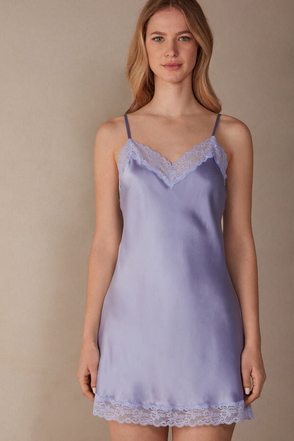 Intimssimi Silk Slip with Lace Insert Detail Violet | BUSSO22688