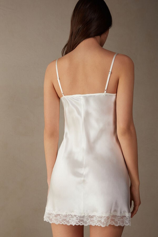 Intimssimi Silk Slip with Lace Insert Detail White | GUSEC60007